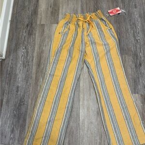 Yellow and Gray Striped Pants